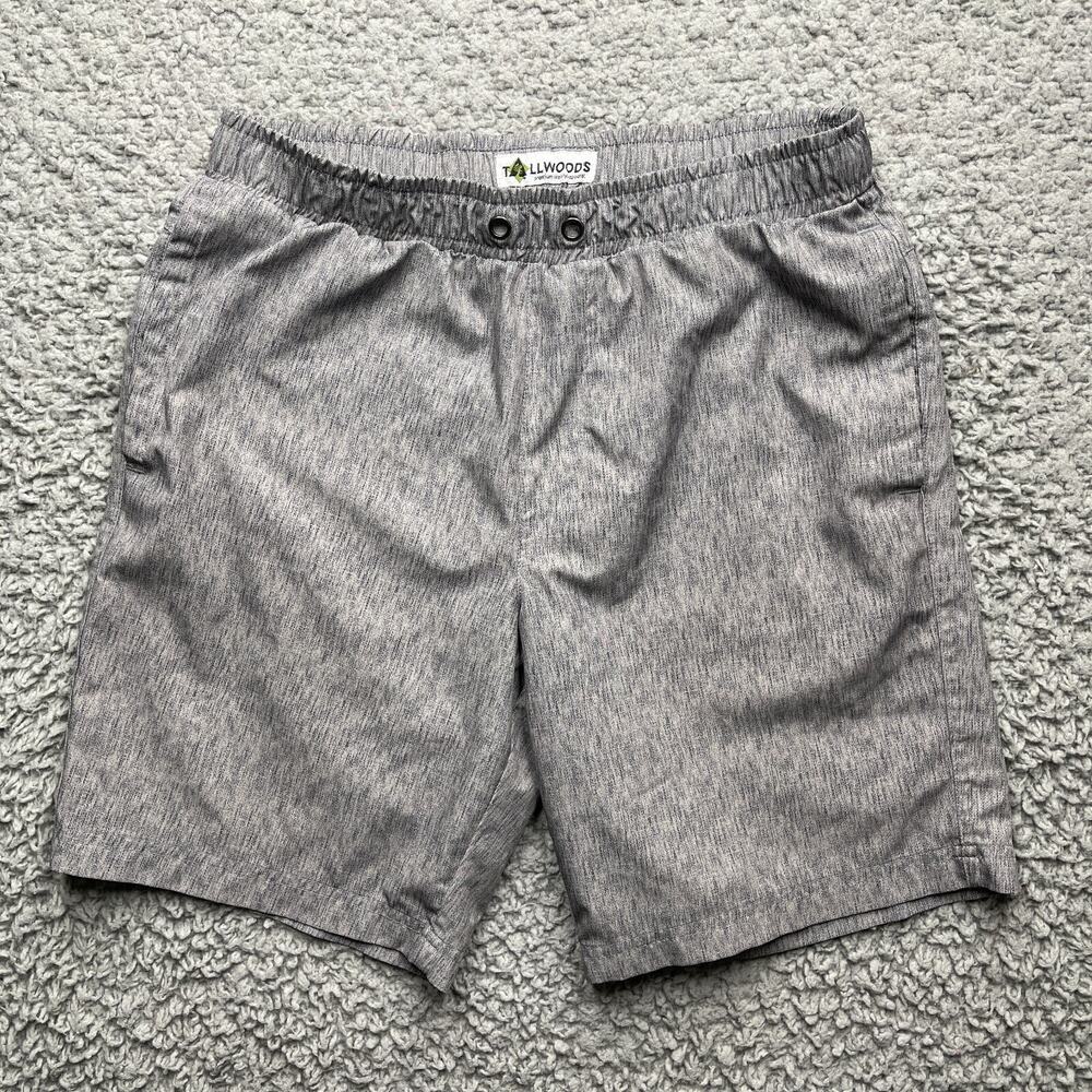 TallWoods Swim Shorts Mens Small Gray Amphibious 8"Inseam Elastic Waist